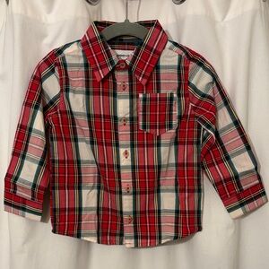 NWT Sammy + Nat Red, White & Green Plaid Button-Down Shirt for Kids